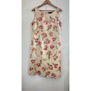 Valerie Dresses Sheath Dress Womens 16 Beige Floral Silk Linen Fairy Garden